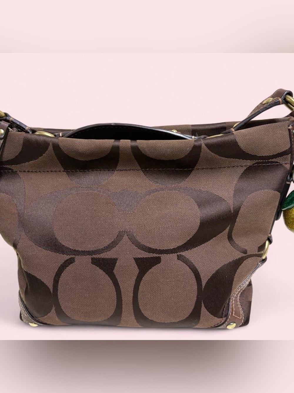 Coach Carly canvas shoulder bag chocolate brown #10619 y2k